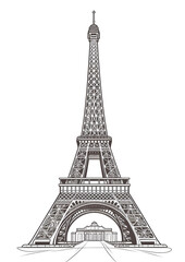 Fototapeta na wymiar Eiffel Tower Coloring Page, Paris Monument, Ai generative 