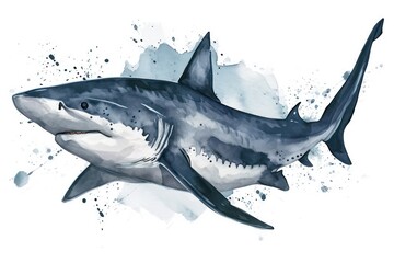 paint strokes of a great white shark