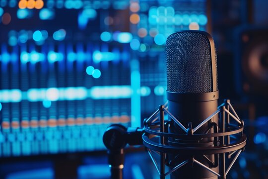 podcast branding elements displayed in background