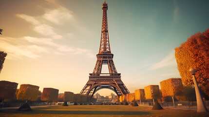 Eiffel Tower Design, Paris Monument Desktop Wallpaper, Ai generative
