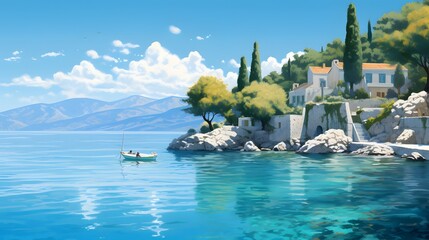 Idyllic Greek island at late spring early summer
 - obrazy, fototapety, plakaty