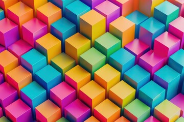 colorful cubes form a symmetrical pattern