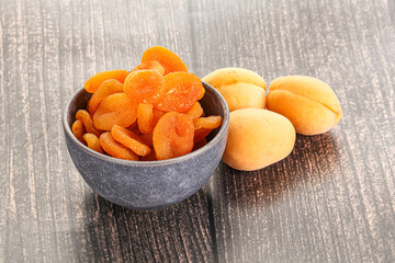 Dried apricot heap in the bowl