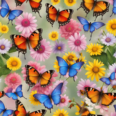 Schmetterlinge und Blumen Hintergrund