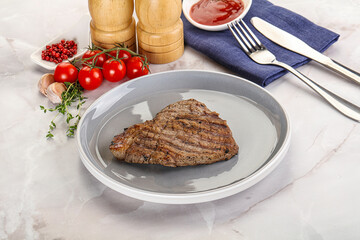 Grilled marble beef steak with sauce