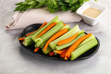 Vegan cuisine - dietary celery and carrot cticks