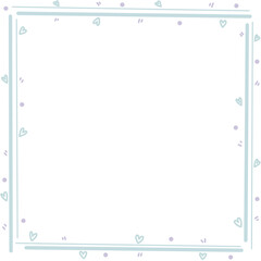 blue frame for text, heart frame illustration