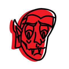 halloween sticker vampire character, outline dracula illustration, halloween decor,