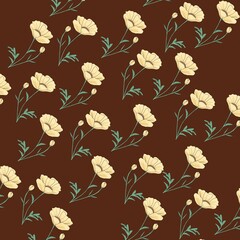 seamless pattern with flowers beautiful  hand-drawn 