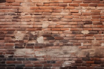 Red brick pattern. Old brick wall with cracks and scratches. Horizontal wide brickwall background.