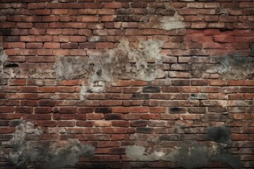 Red brick pattern. Old brick wall with cracks and scratches. Horizontal wide brickwall background.
