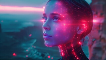 Digital Evolution: Close-Up of Human-Machine Convergence. Generative ai - Powered by Adobe