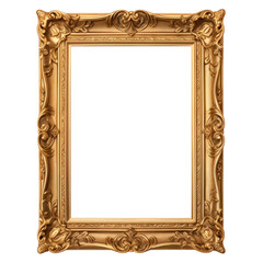 Decorative golden vintage frames, Golden baroque frame on transparent background.