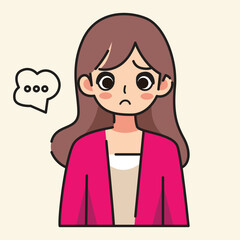 the woman had a confused and worried expression flat design vector illustration