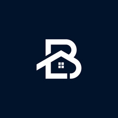 Fototapeta na wymiar letter b with home logo design template