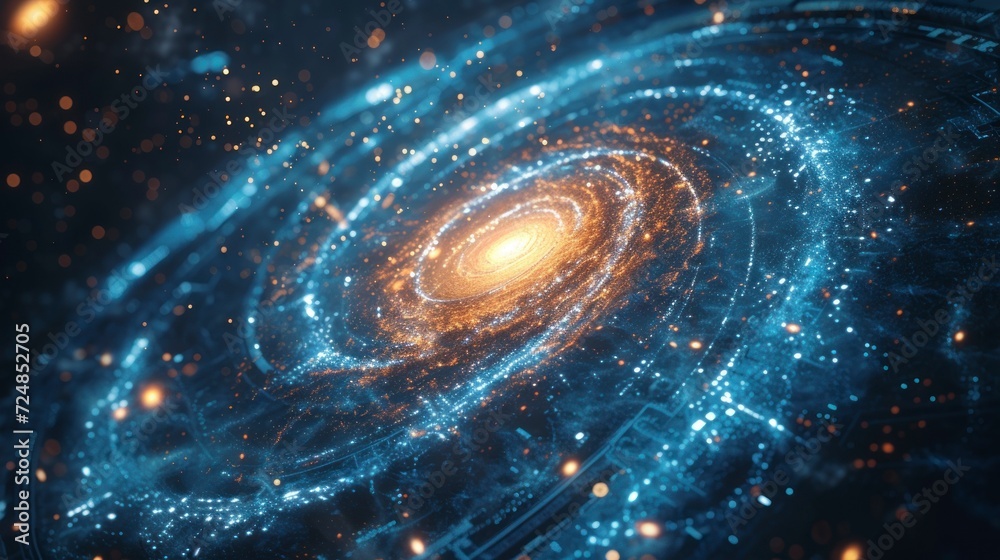 Canvas Prints amazing spiral galaxy with physical and mathematical signs and equations in high resolution and qual