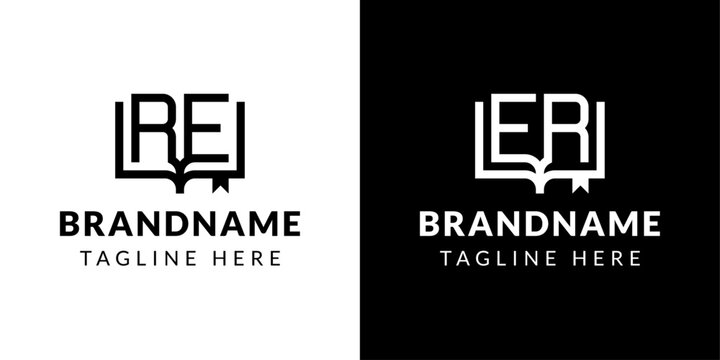Letters RE and ER Book Logo, suitable for business related to book with RE or ER initials