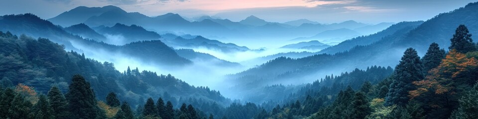 Twilight Mist: Serenity in the Mountain Forest