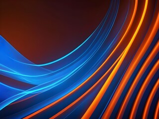 Naklejka premium Photo abstract orange and blue color wavy line of neon light 