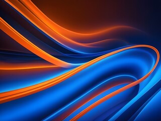 Photo abstract orange and blue color wavy line of neon light 