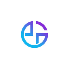 letter p g logo design circle graphic template