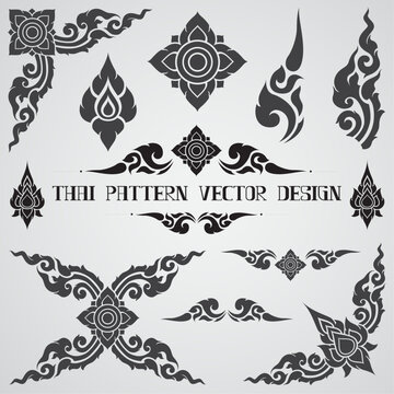 thai pattern golden asia culture design element for decorate border frame card