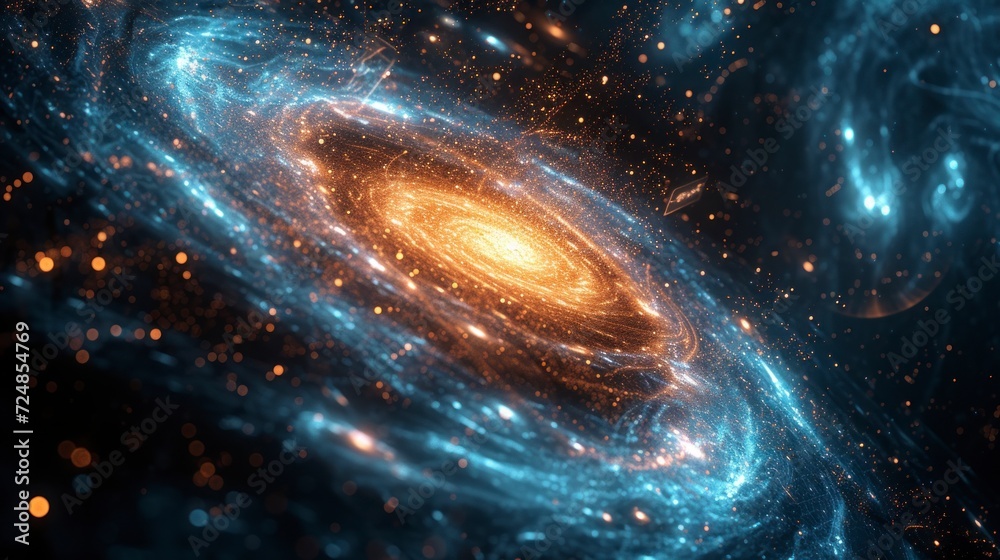 Canvas Prints amazing spiral galaxy with physical and mathematical signs and equations in high resolution