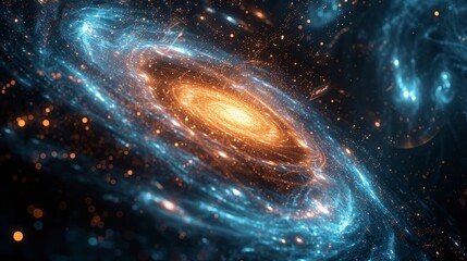 amazing spiral galaxy with physical and mathematical signs and equations in high resolution - obrazy, fototapety, plakaty