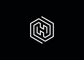 Modern creative line art letter H and hexagon logo. Geometric H logo