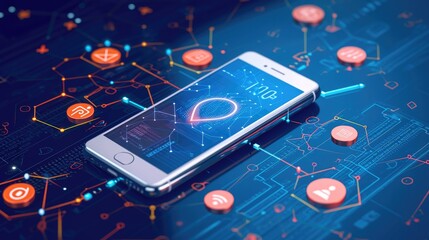 smart phone icon hud graphic fake scam social media phishing cyber security