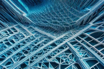 A microscopic view of crystalline structures, where intricate patterns emerge, creating a mesmerizing landscape at the nanoscale