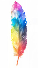 Colorful Feather on Isolated on Transparent Background