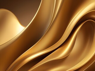 Photo Luxury Smooth golden silky background abstract wavy 3d render