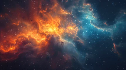 Schilderijen op glas Cosmic Marvel Nebula and Galaxies in Space Background © S-Rika