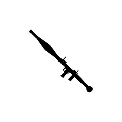 Silhouette of the Bazooka or Rocket Launcher Weapon, also known as Rocket Propelled Grenade or RPG, Flat Style, can use for Art Illustration, Pictogram, Website, Infographic or Graphic Design Element