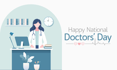 National Doctors' Day is a day celebrated to appreciate and recognize the contributions of physicians to individual lives and communities. Vector illustration