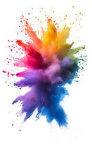 Multicolored Powder Explosion on Isolated on Transparent Background