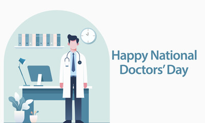 National Doctors' Day is a day celebrated to appreciate and recognize the contributions of physicians to individual lives and communities. Vector illustration