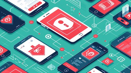 An infographic on smartphone security and malware protection is an invaluable resource for individuals looking to fortify their digital defenses - obrazy, fototapety, plakaty