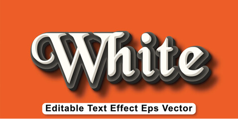 White white color editable 3d text effect eps vector
