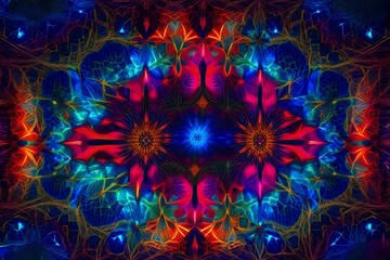 Obraz na płótnie Canvas A mesmerizing kaleidoscopic pattern of vibrant colors blending seamlessly in a cosmic dance
