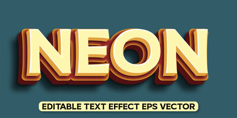 Neon yellow color editable 3d text effect eps vector
