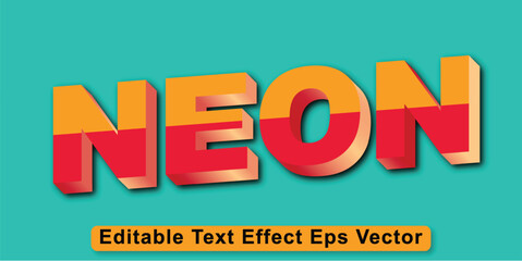 Neon gradient color editable 3d text effect eps vector
 - obrazy, fototapety, plakaty