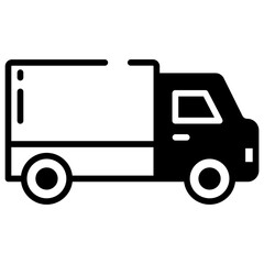 Delivery truck glyph and line vector illustration