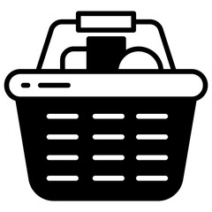 Grocery Basket glyph and line vector illustration