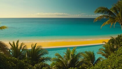 Fototapeta na wymiar Tropical paradise gradient from sunshine yellow to aquamarine