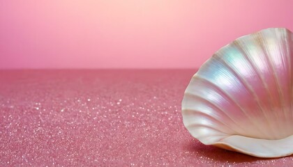 Iridescent seashell gradient from pearl white to iridescent pink