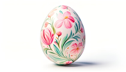 Beautiful painted easter egg with copy space on white