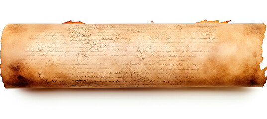 Fototapeta premium Empty ancient parchment scroll isolated on white background