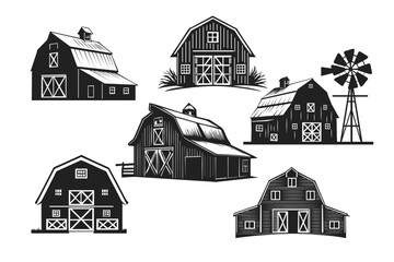 vintage farm barn house logo design 
